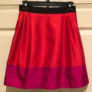 Kate Spade Valentine Pink Red Colorblock Skirt with Bow and Pockets